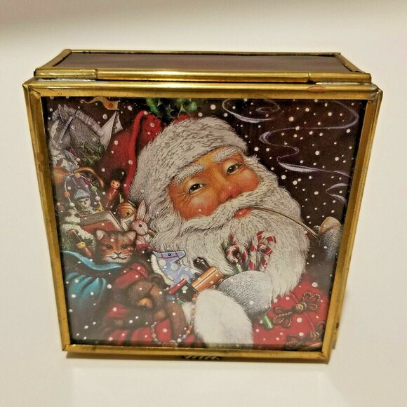 Vintage Via Vermont Santa Christmas Trinket, Jewelry Box 1994 - Picture 12 of 12